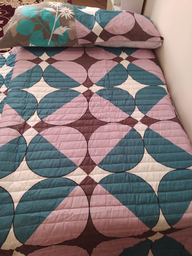 روتختی دونفره پنبه دوزی دورو طرح لوزی ۳تکه