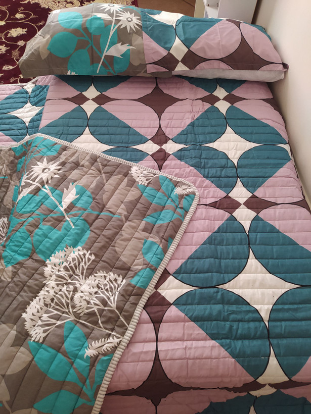 روتختی پنبه دوزی طرح لوزی دورو ۳تکه