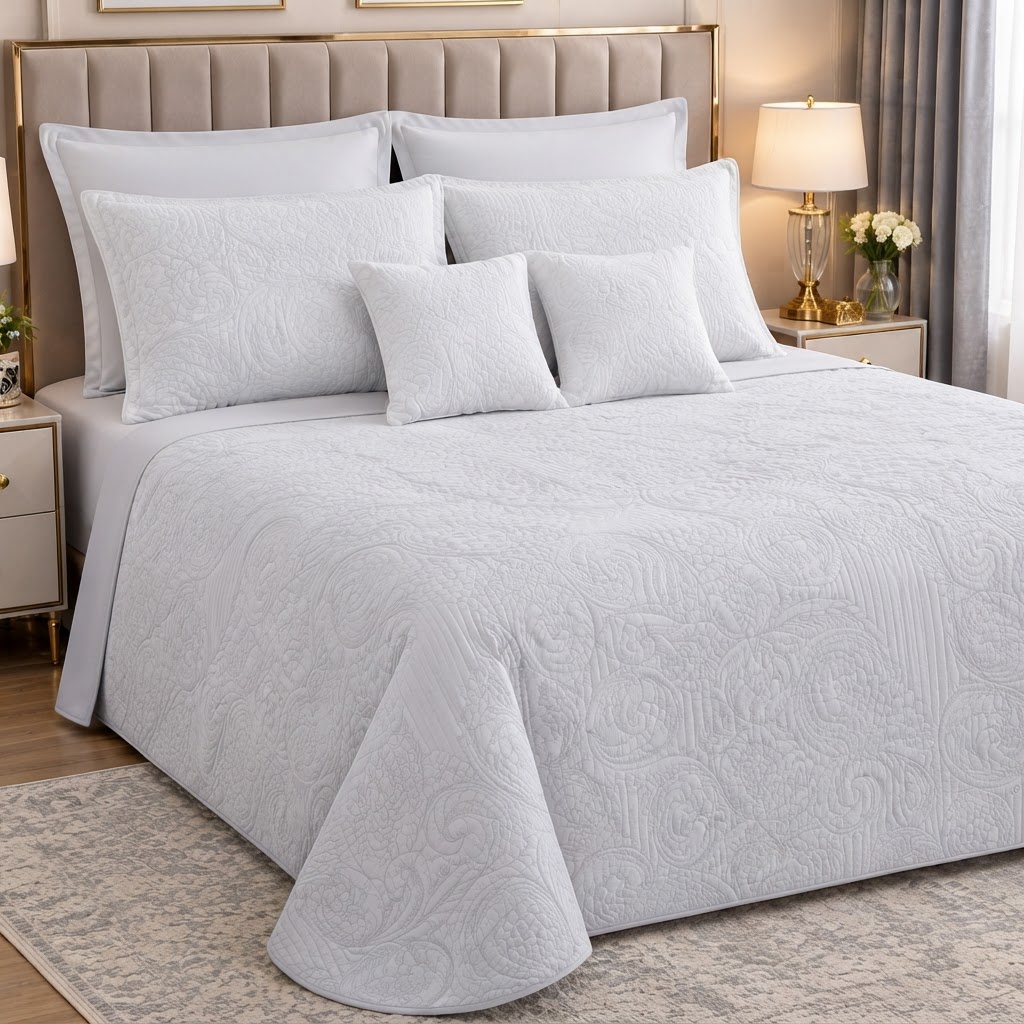 سرویس روتختی دو نفره ۸ تکه مدل کاملیا(سفید کلاسیک)